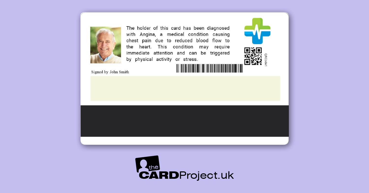 Premium Angina Medical ID Card  (REAR)